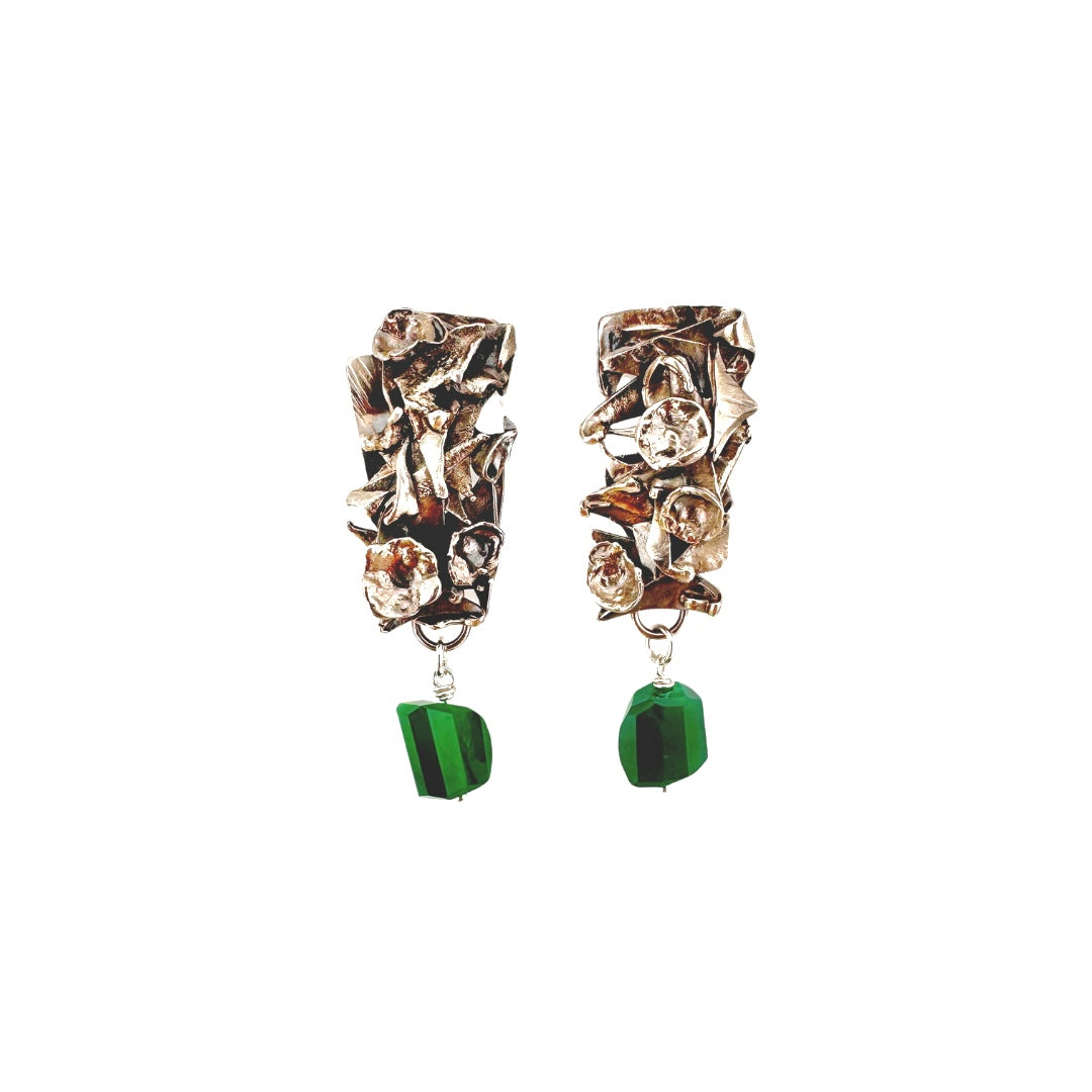 Faceted Green Onyx Warrior Earrings