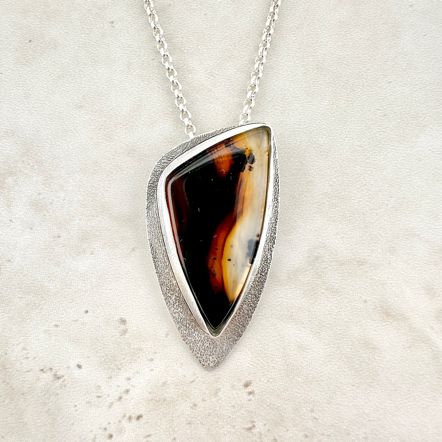 Amber Ripple Montana Agate Pendant Necklace
