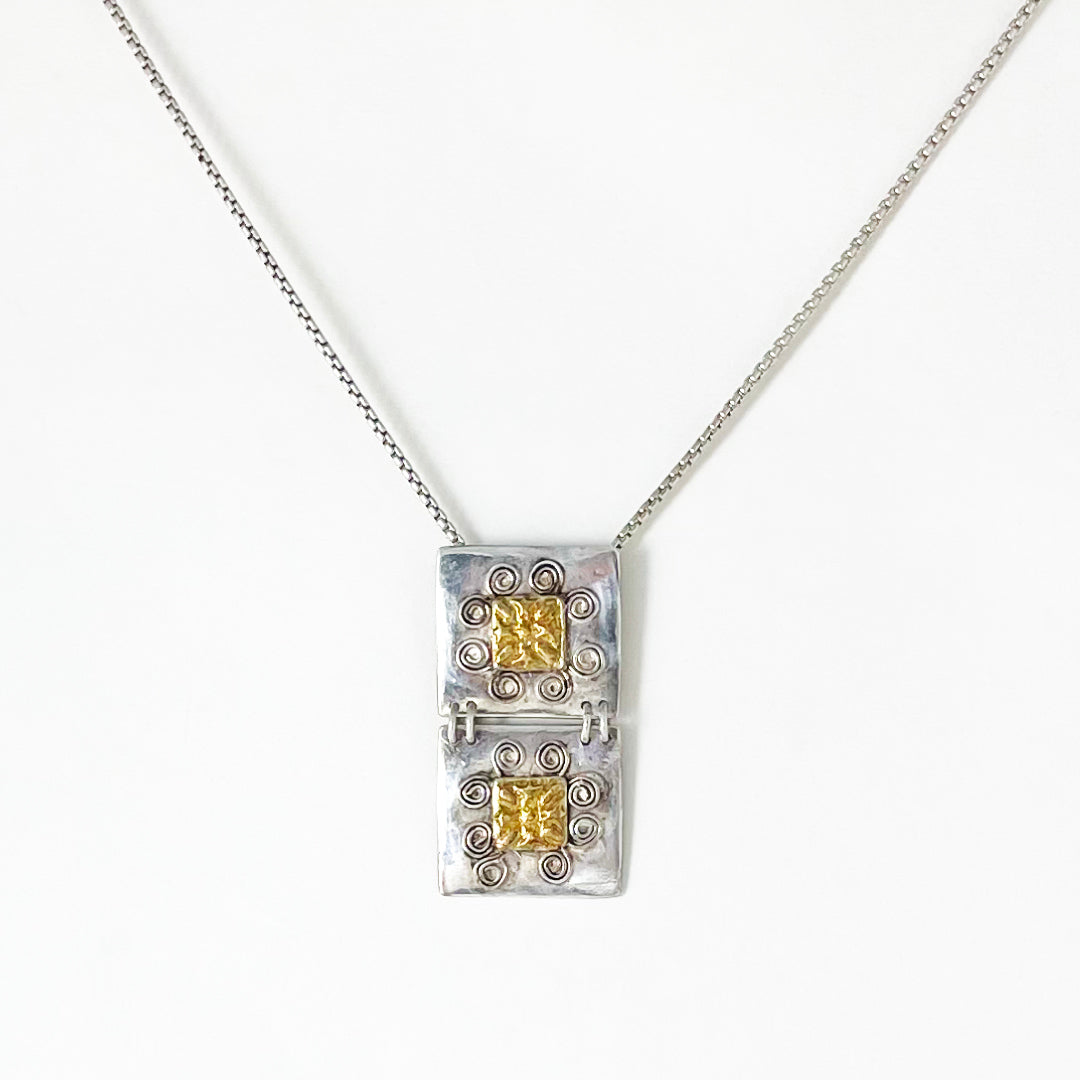 16 Spirals Talisman 22K Gilded Pendant Necklace
