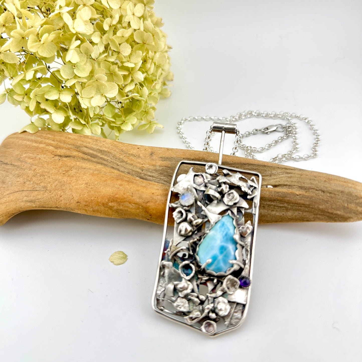 Ocean Bed Larimar Pendant Necklace