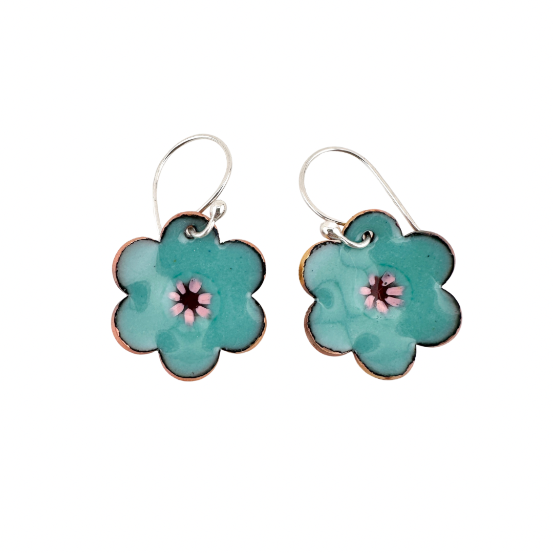 Floral Enameled Earrings
