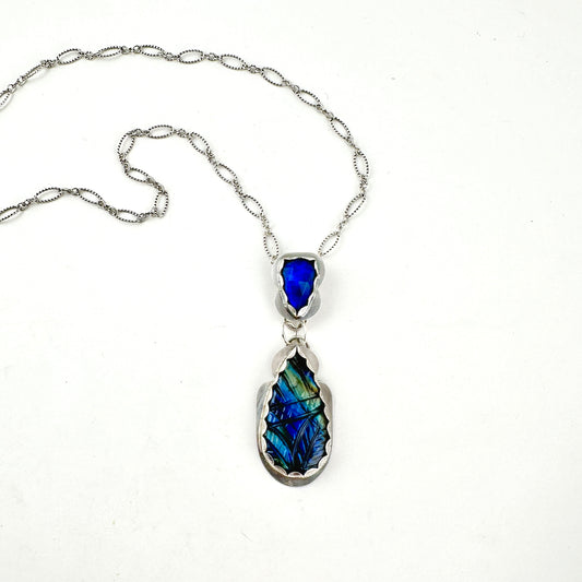 Carved Labradorite & Aurora Opal Necklace