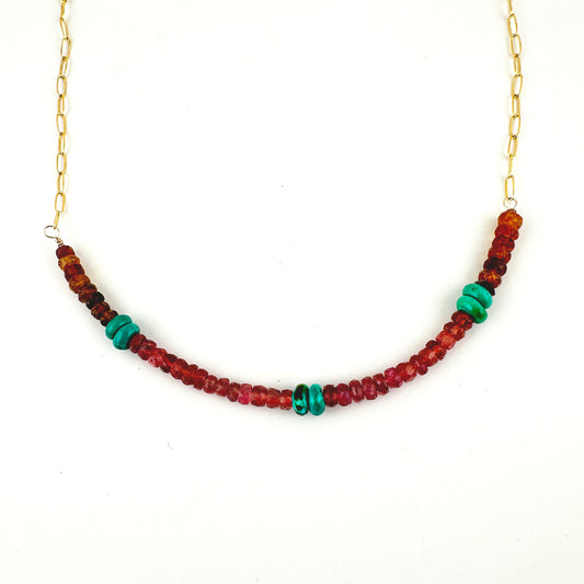 Multi Tourmaline & Turquoise 14/20 Gold Filled Necklace