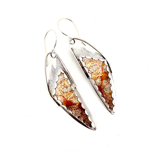Fossil Coral Angel Wing Earrings #1