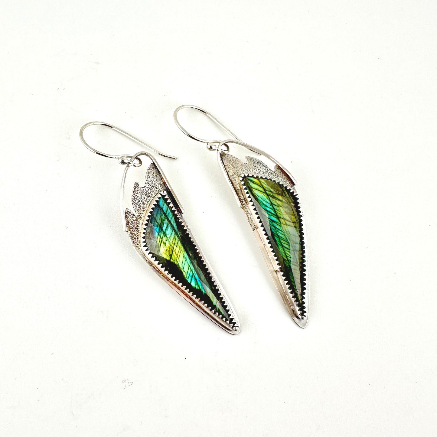 Faceted Labradorite Angel Wing Earrings
