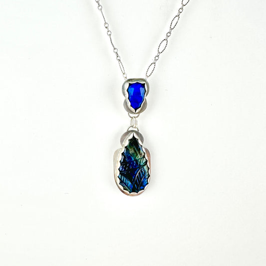 Carved Labradorite & Aurora Opal Necklace