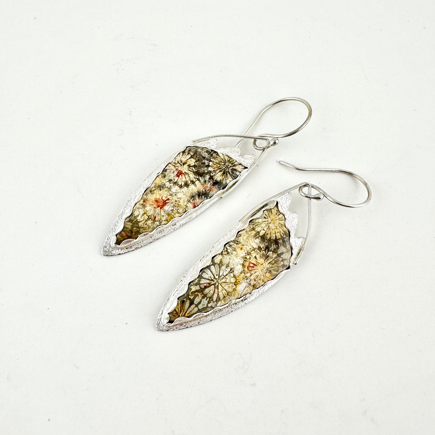 Fossil Coral Angel Wing Earrings