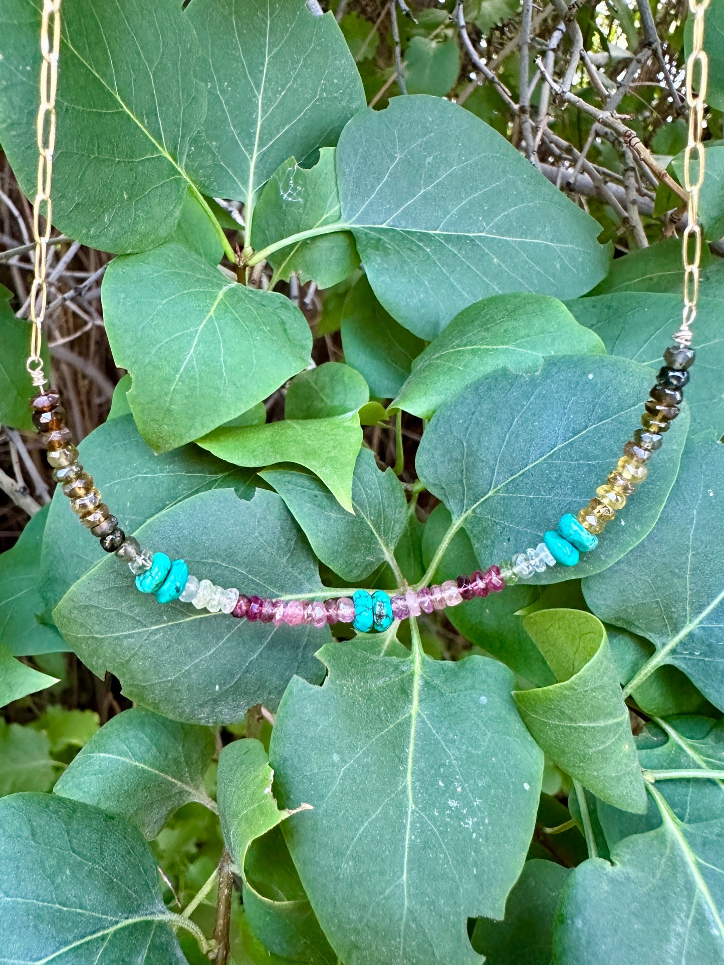 Multi Tourmaline & Turquoise 14/20 Gold Filled Necklace