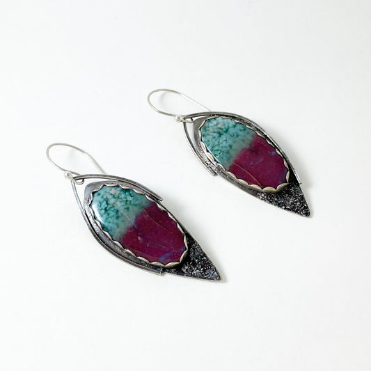 Bloodstone Teardrop Wing Earrings