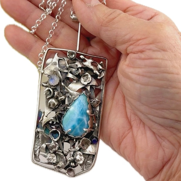 Larimar Ocean Bed Pendant Necklace