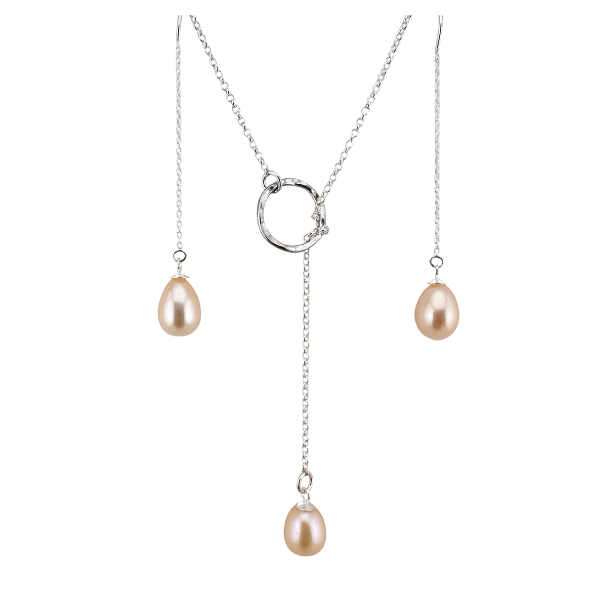 Sterling Silver Pearl Lariat Necklace
