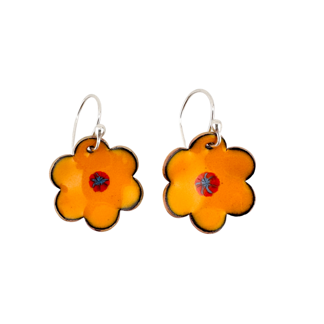 Floral Enameled Earrings