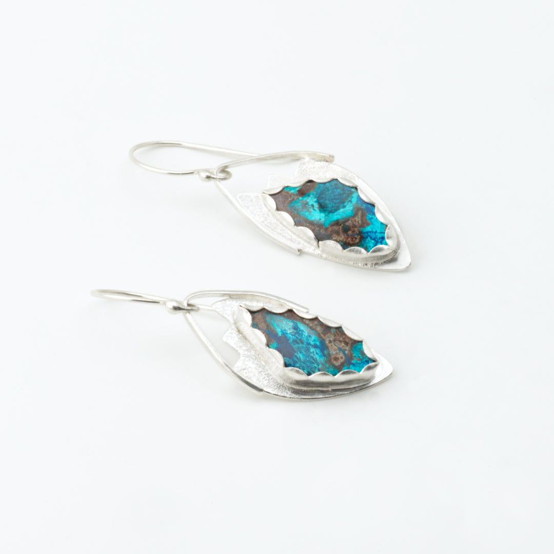 Chrysocolla Azurite Angel Wing Earrings