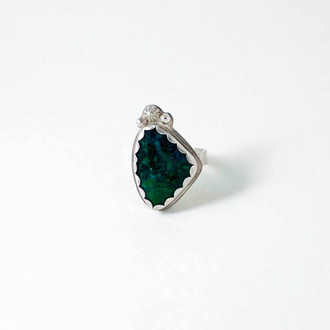 Chrysocolla Decorative Triangle Ring