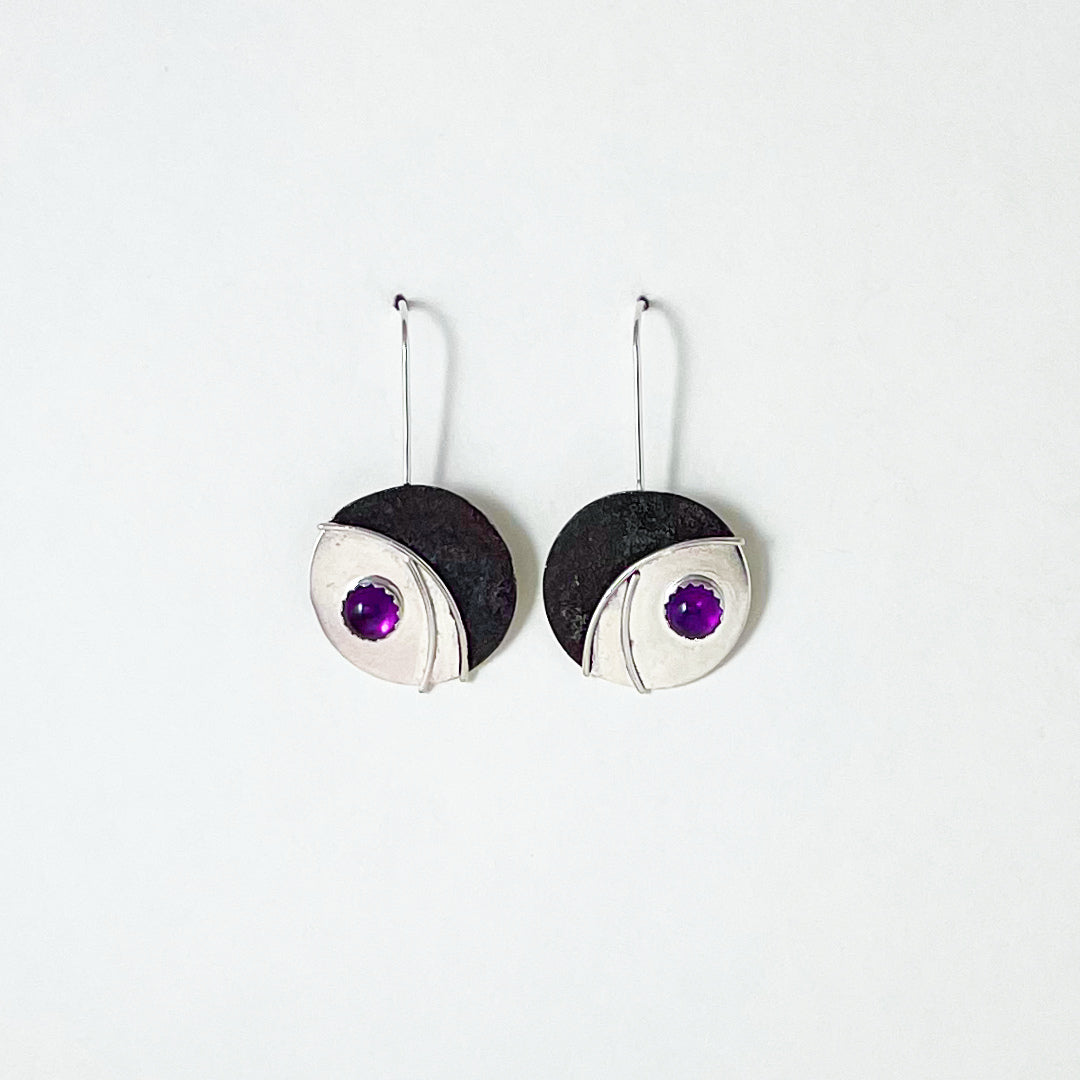 Comet Earrings with Gem Cabochons