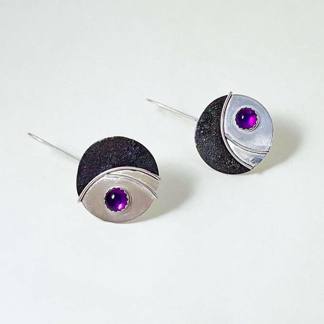 Comet Earrings with Gem Cabochons