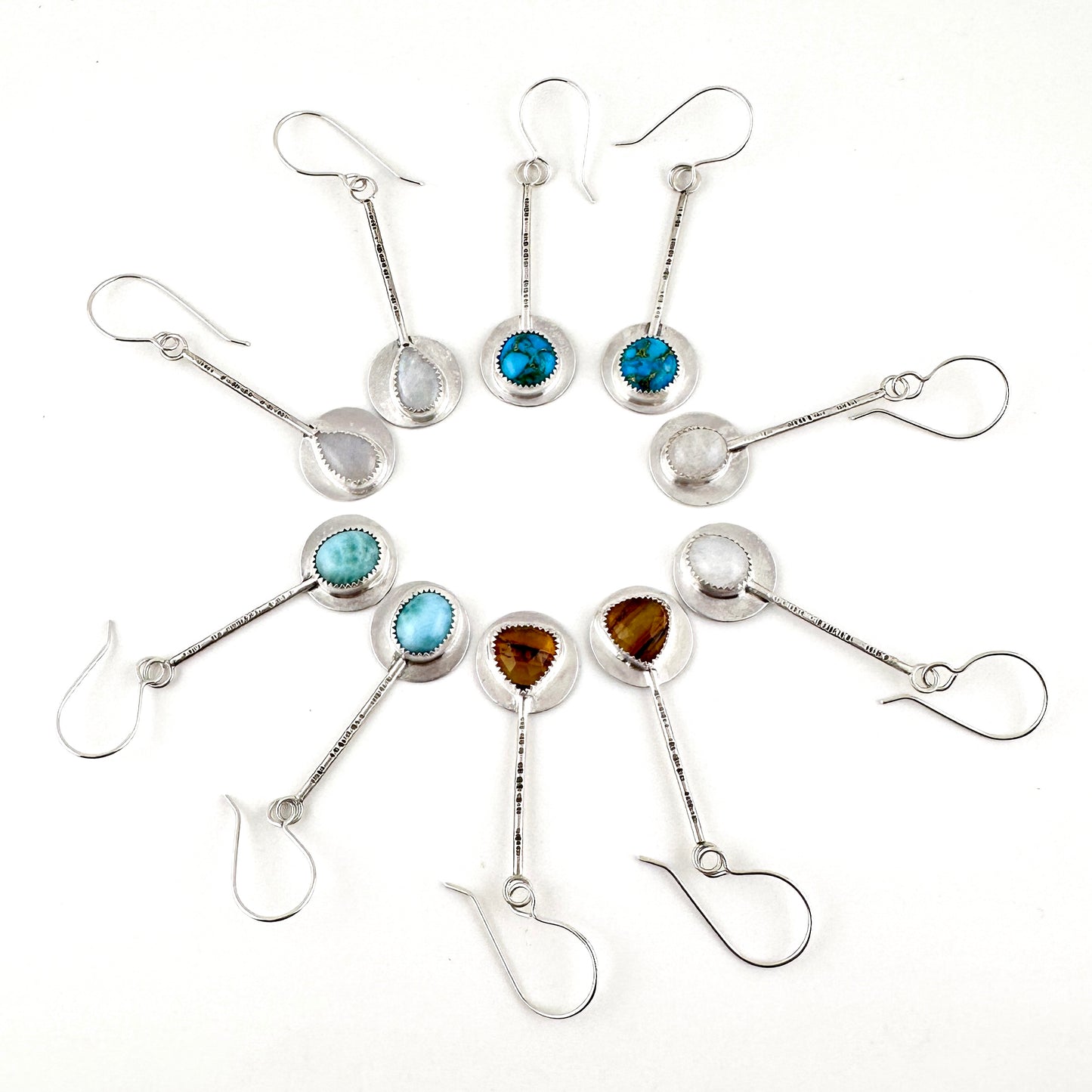 Small Round Copper Turquoise Pendulum Earrings