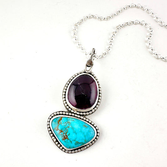 Amethyst & Turquoise Portal 2 Pendant Necklace