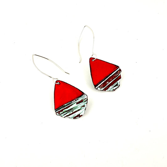 Diamond Corrugated Enameled Earrings