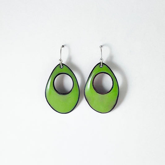 Teardrop Deco Enameled Earrings
