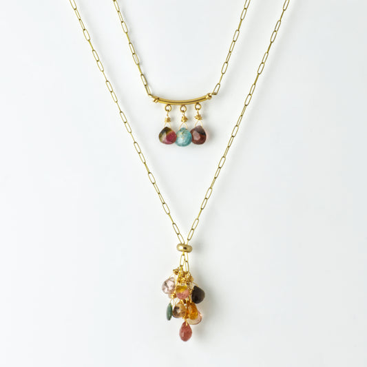 Tourmaline Double Lariat Style 14/20 Gold Filled Necklace