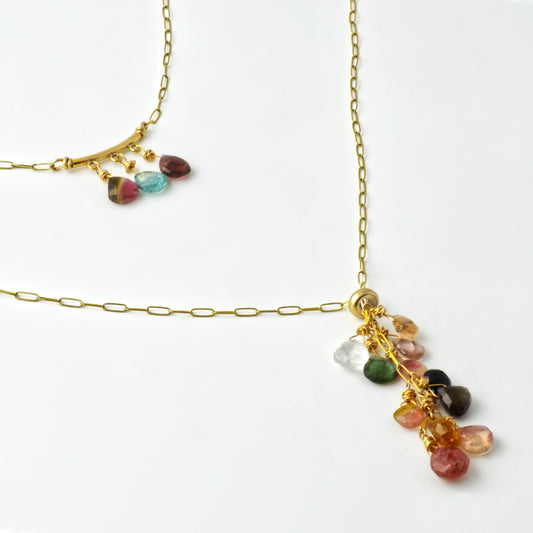 Tourmaline Double Lariat Style 14/20 Gold Filled Necklace