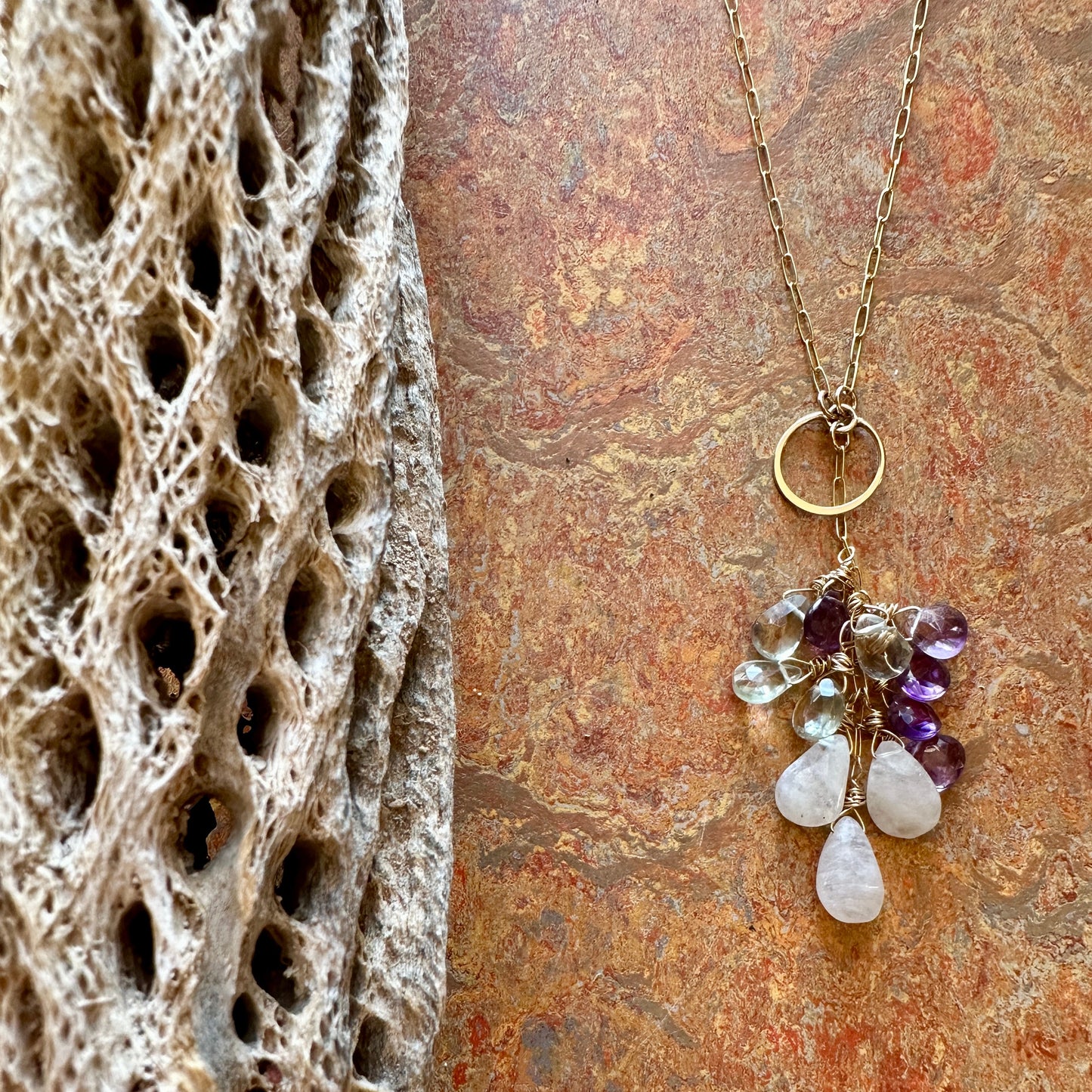 Gemstones Drop Palo Verde Lariat Necklace