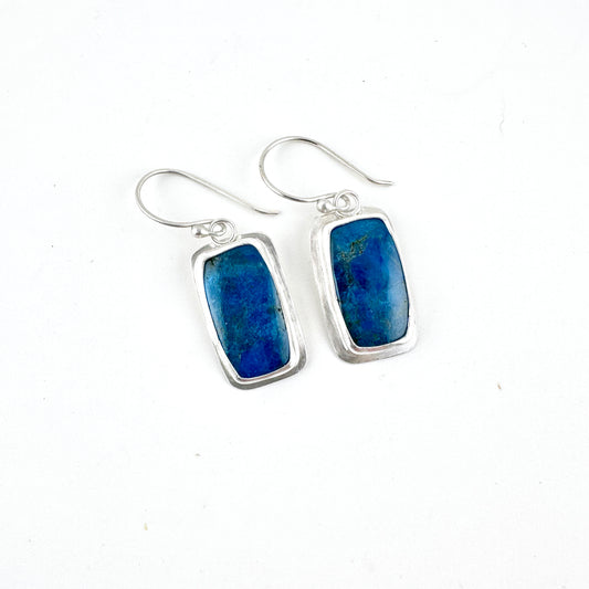 Rectangle Neon Apatite Drop Earrings