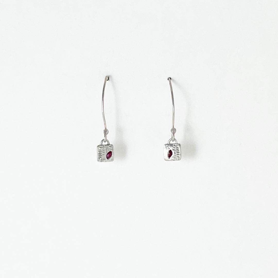 Fern Pattern & Ruby Earrings
