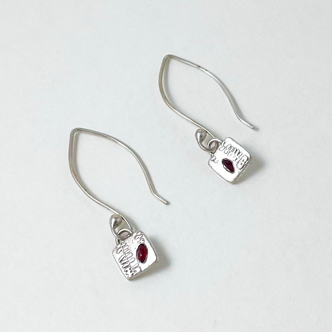 Fern Pattern & Ruby Earrings