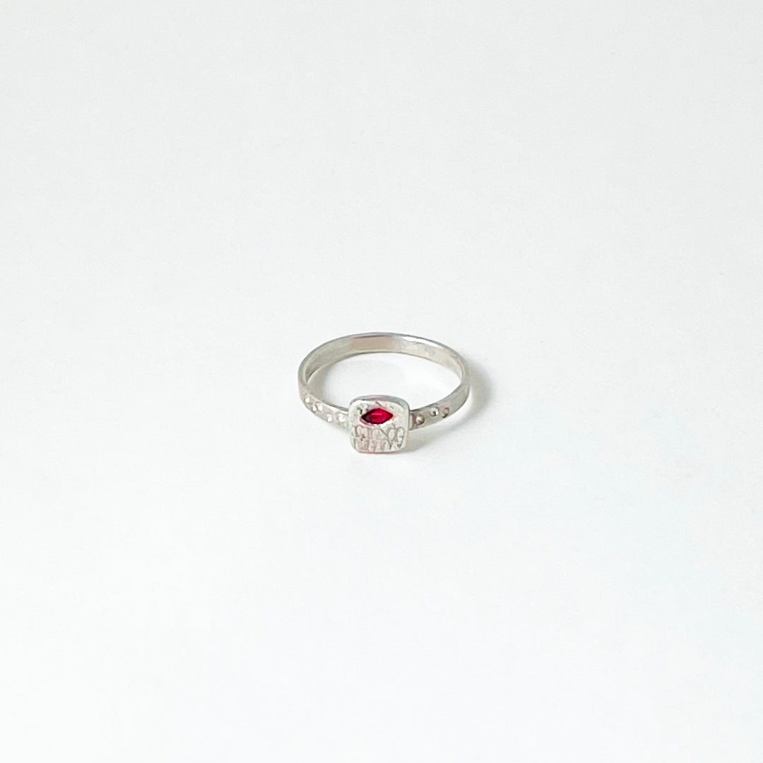 Fern Pattern & Ruby Fixed Size Ring