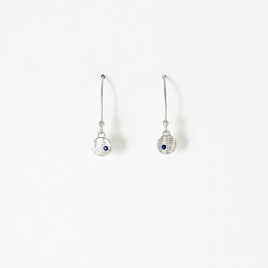 Fern Pattern & Blue Sapphire Earrings