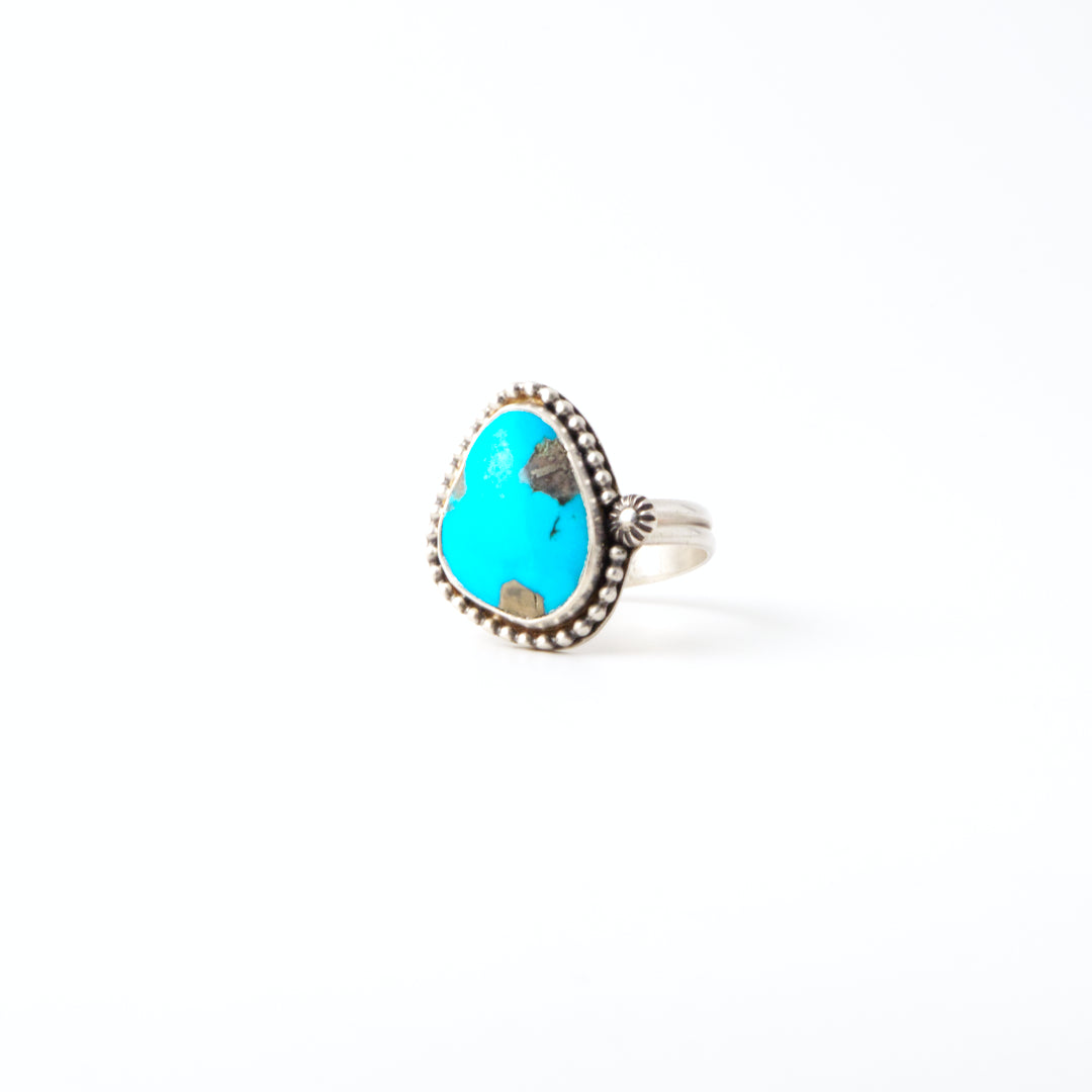 Triangle Turquoise Beaded Ring Size 9