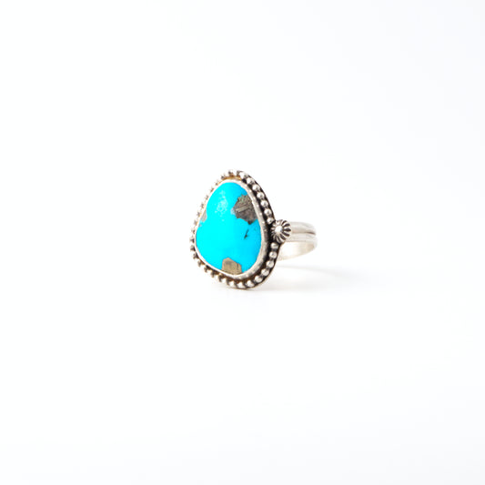 Triangle Turquoise Beaded Ring Size 9