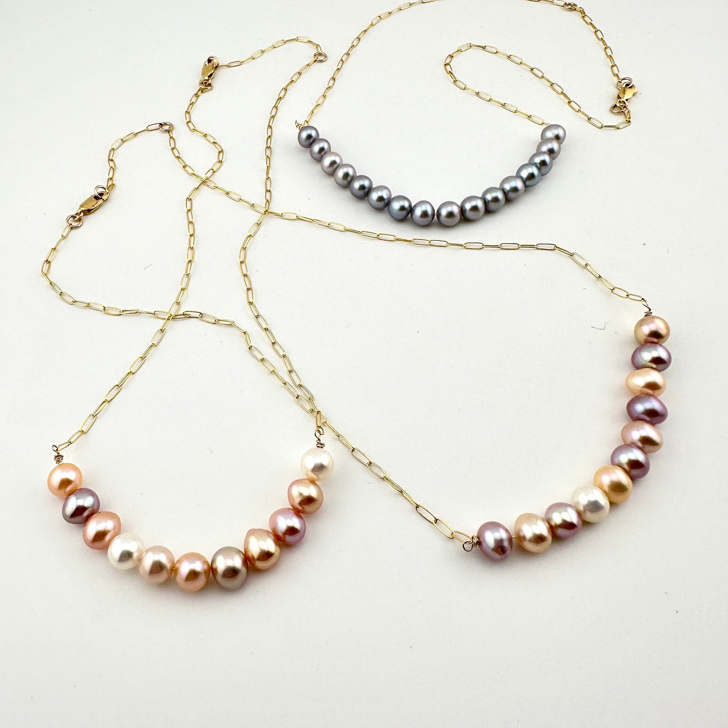 Multi Color Fresh Water Pearl Bar 14/20 Gold Filled Necklace