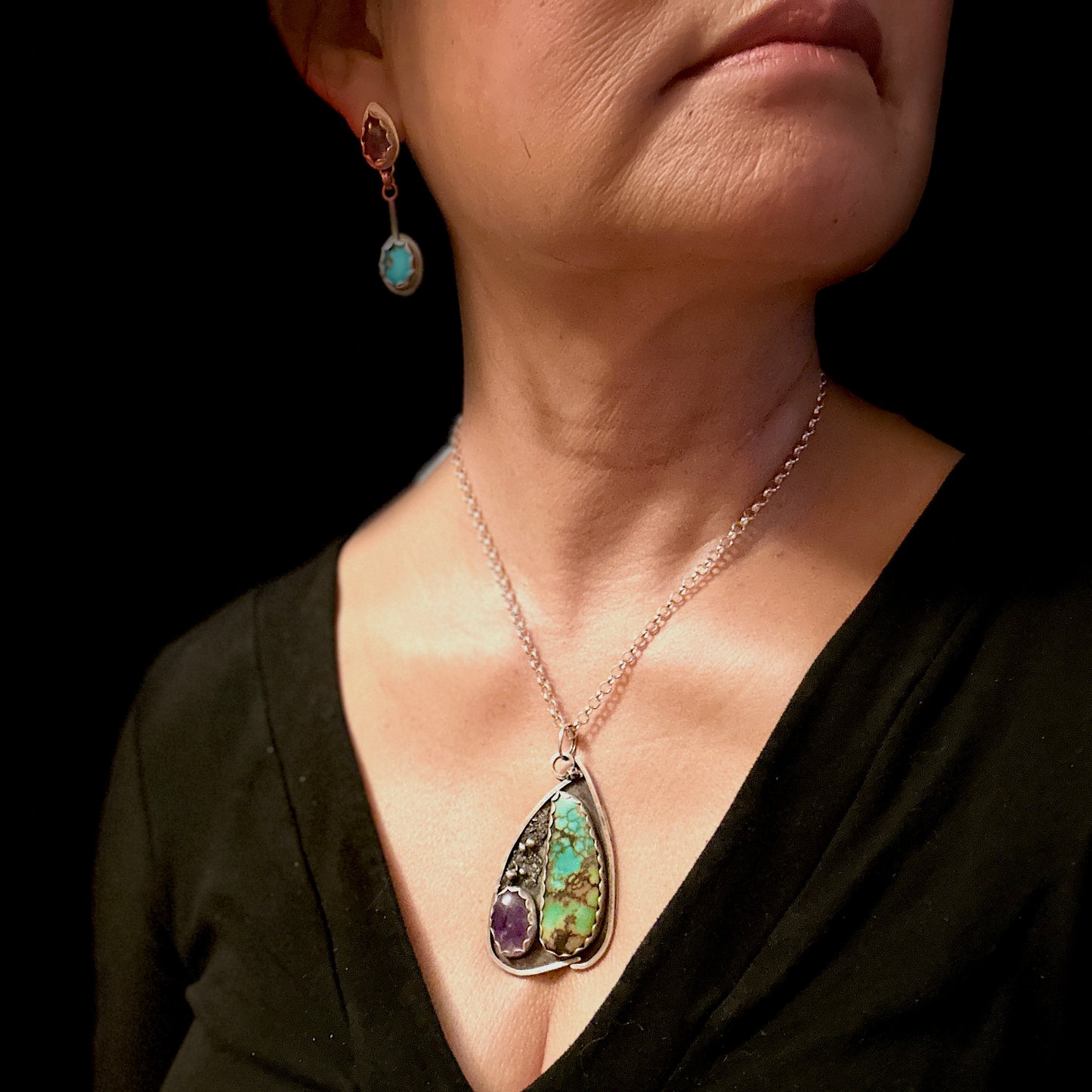 Amethyst & Turquoise Hopeful Pendant Necklace