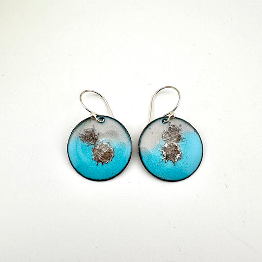Sterling Splash Round Enameled Earrings
