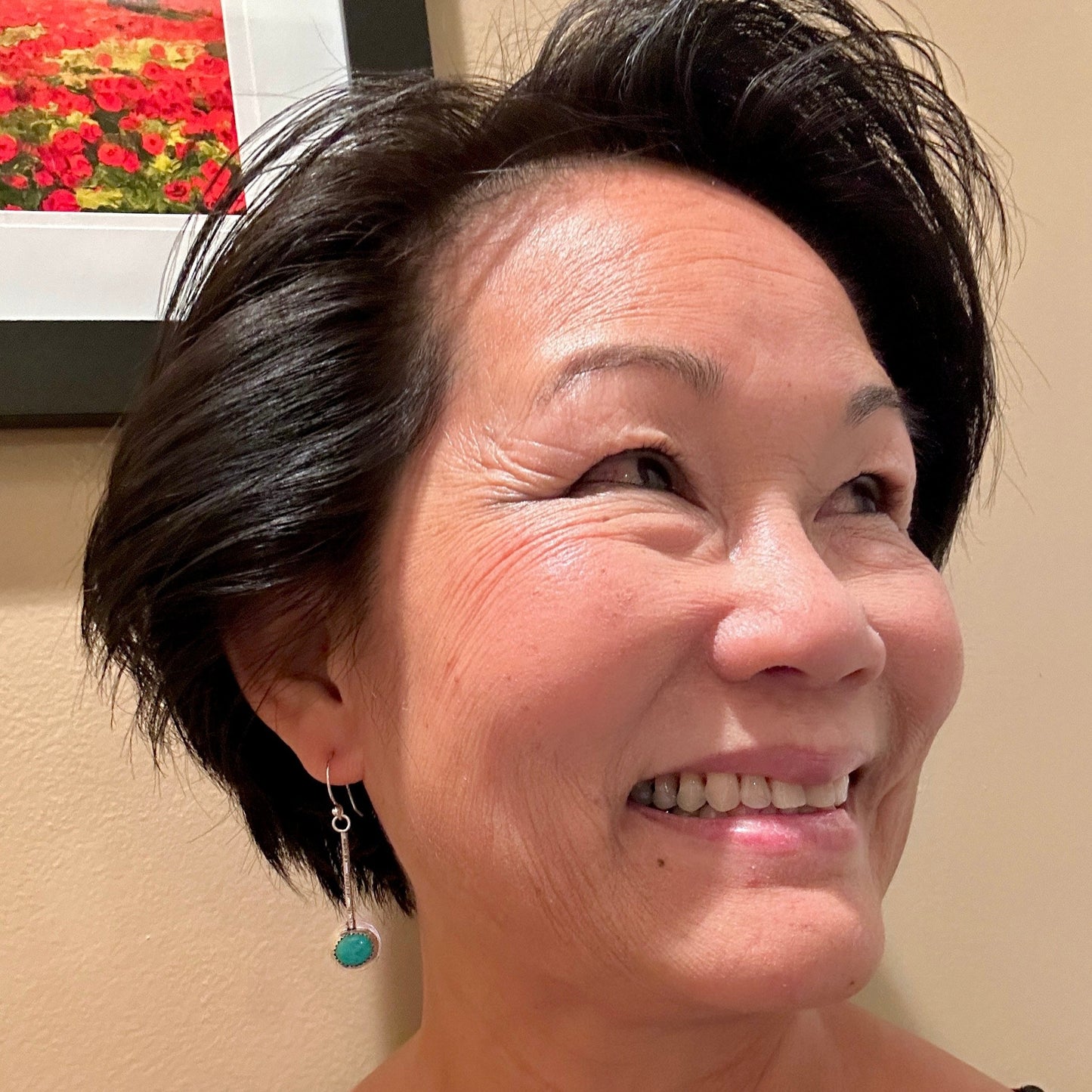 Medium Round Turquoise Pendulum Earrings