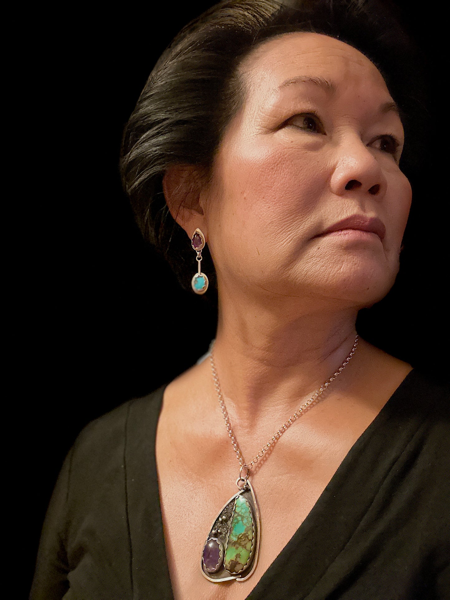 Amethyst & Turquoise Hopeful Pendant Necklace