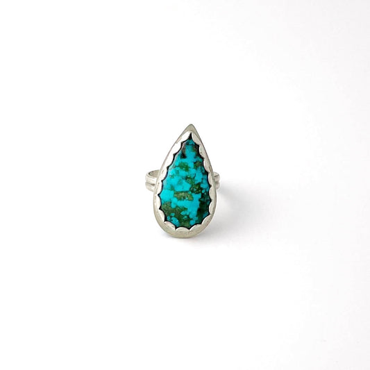 Long Teardrop Turquoise Ring Size 8.25