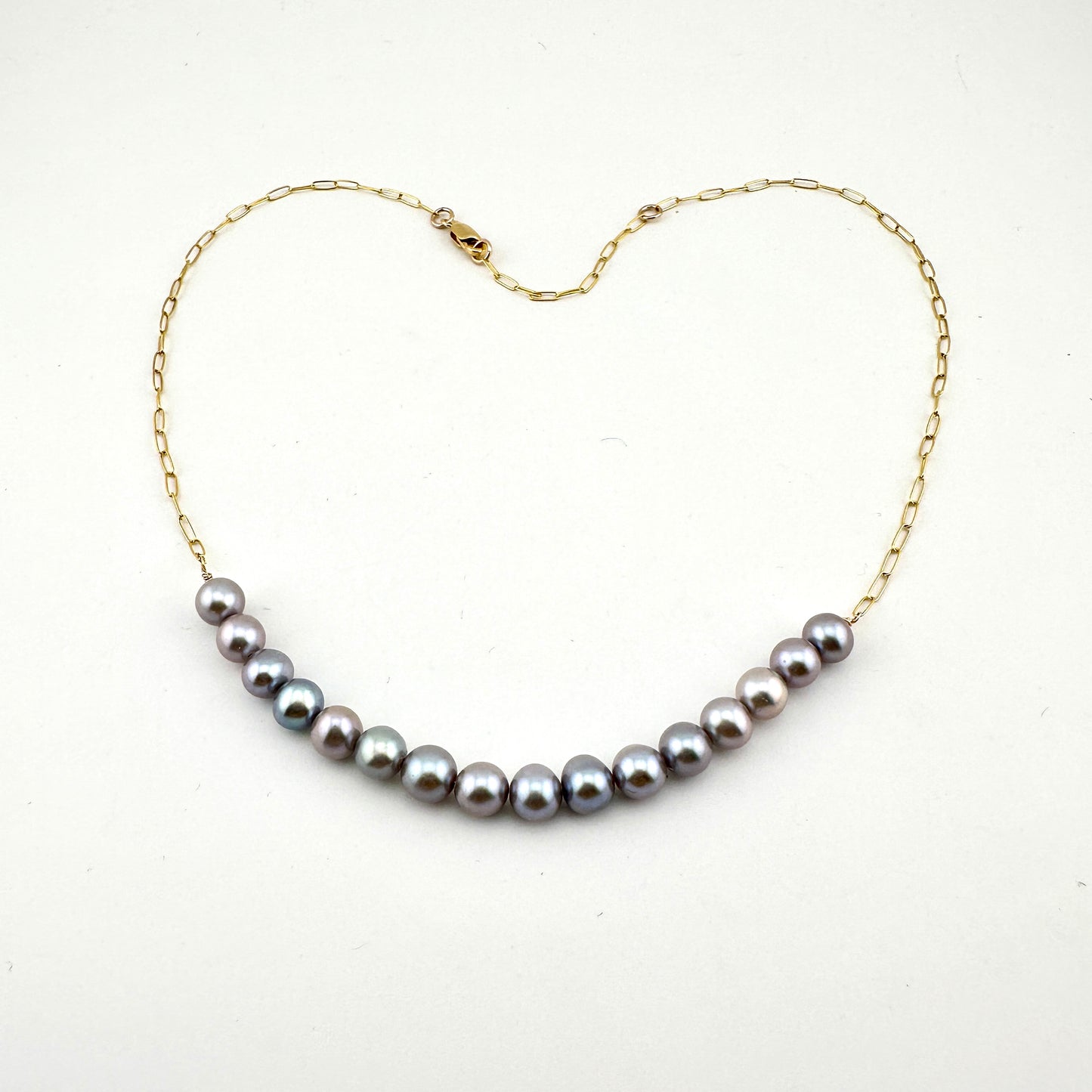 Grey Fresh Water Pearl Bar 14/20 Gold Filled Necklace