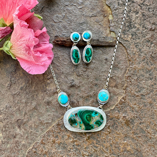 Malachite & Turquoise Pendant Necklace