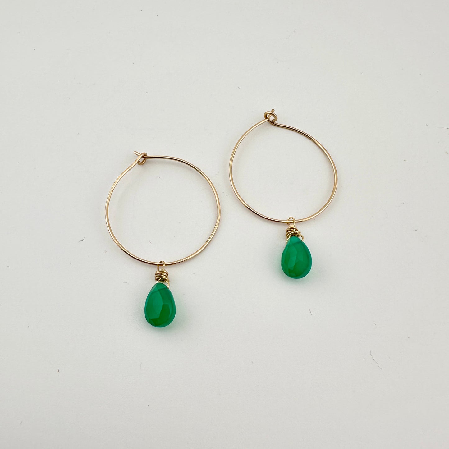 14K Gold Filled Precious Gems Lightweight Medium Hoops