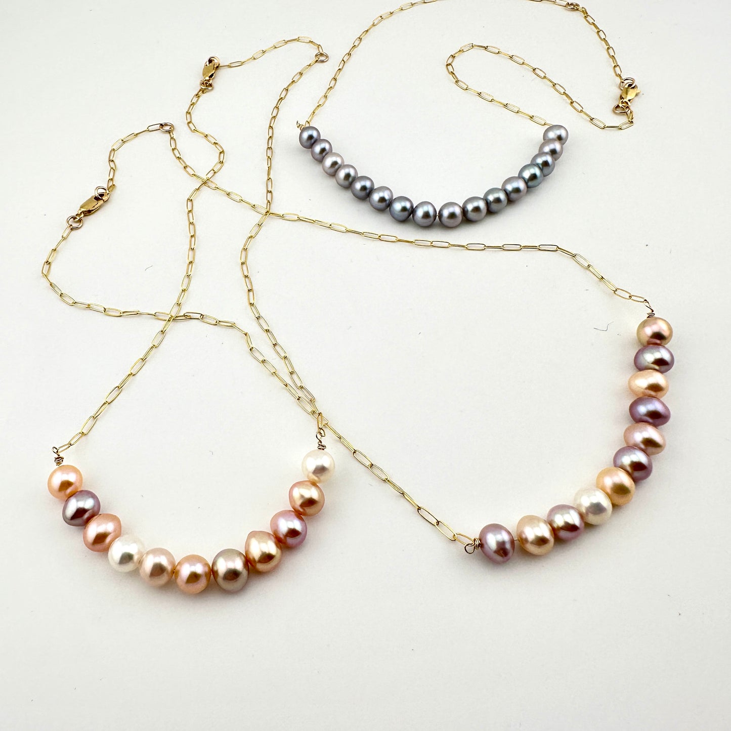 Grey Fresh Water Pearl Bar 14/20 Gold Filled Necklace