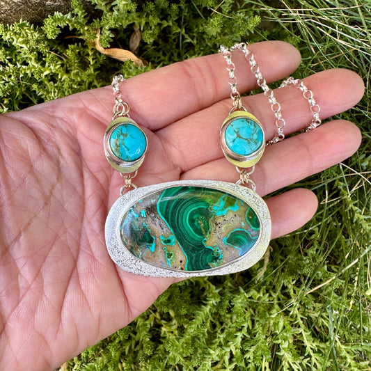 Malachite & Turquoise Pendant Necklace