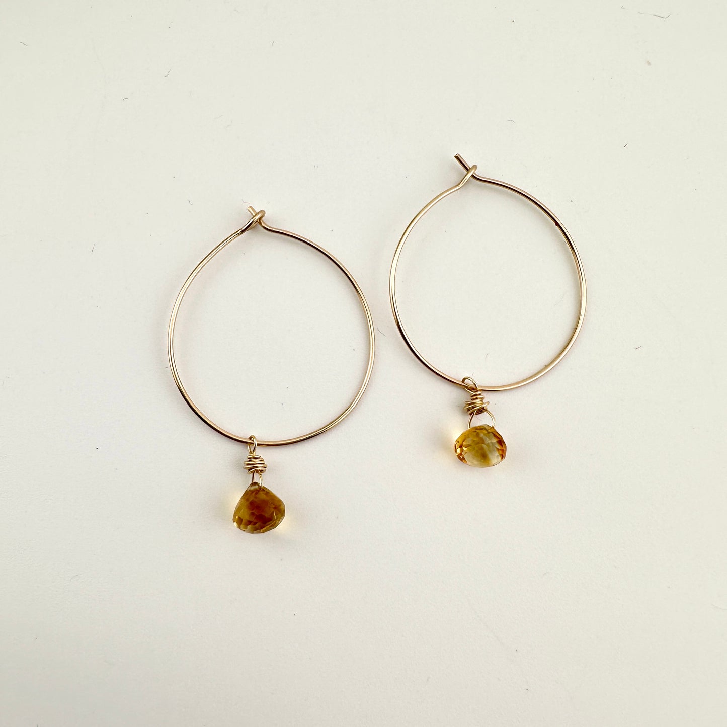 14K Gold Filled Precious Gems Lightweight Medium Hoops