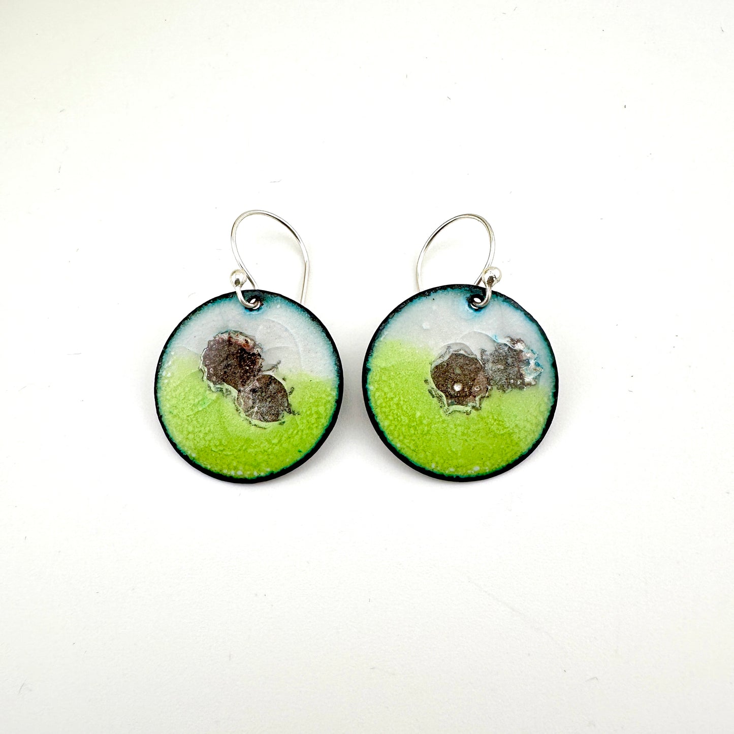 Sterling Splash Round Enameled Earrings