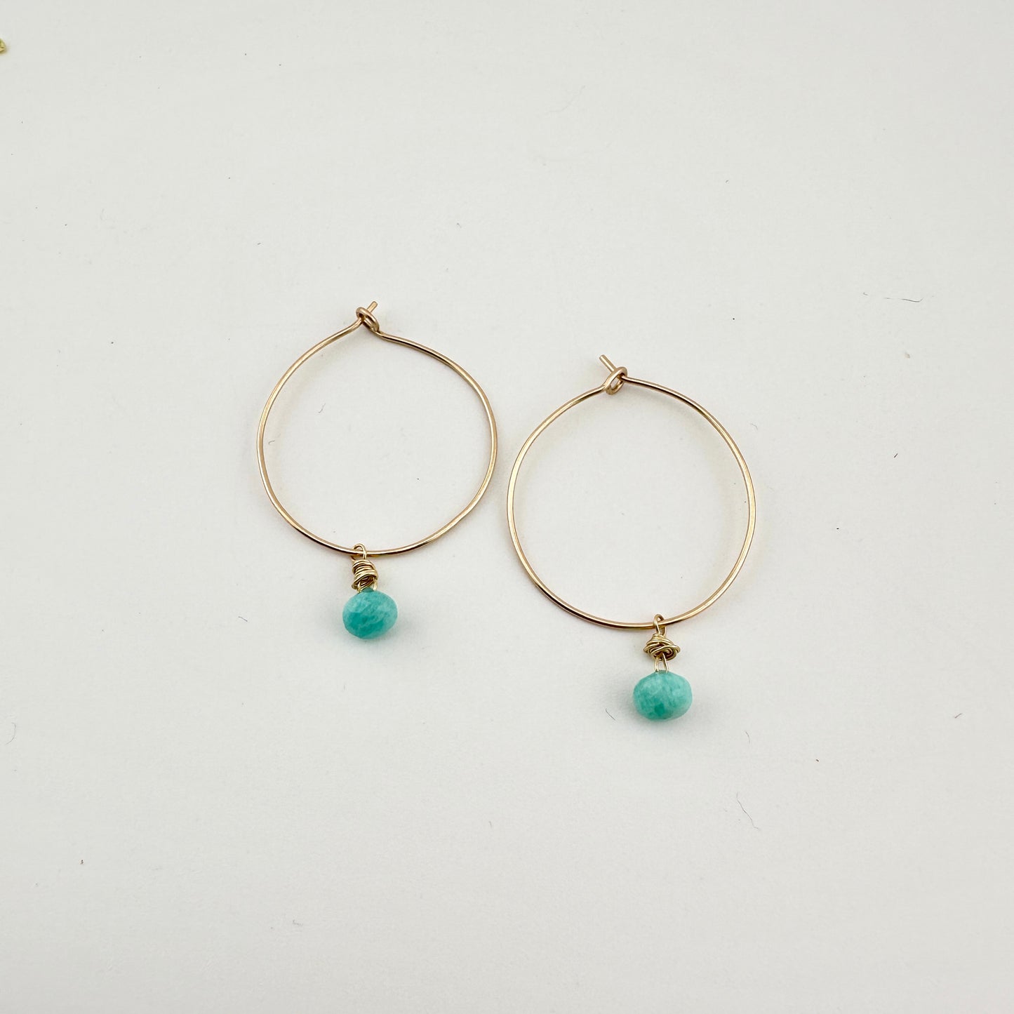 14K Gold Filled Precious Gems Lightweight Medium Hoops