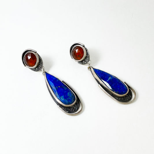 Hessonite Garnet & Lapis Twilight Earrings