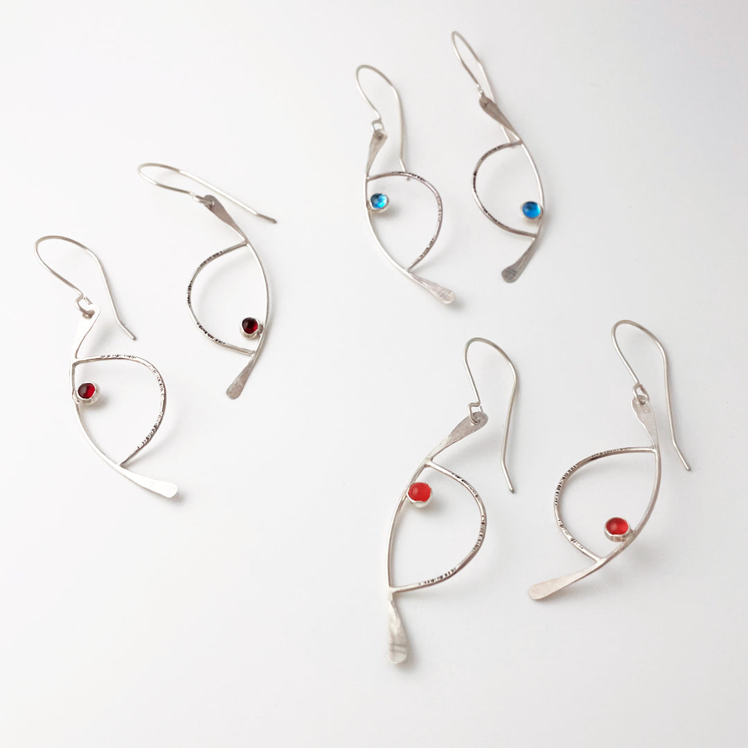 Half Moon Gemstone Earrings